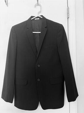 Calvin Klein Boy’s Black Two-Button Notch Lapel Blazer